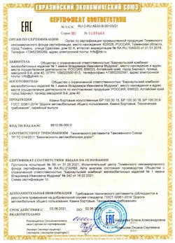 15.04.2022 Алейск - Приложение к сертификату соответствия железобетонных изделий - бортовые искуственные камни БР